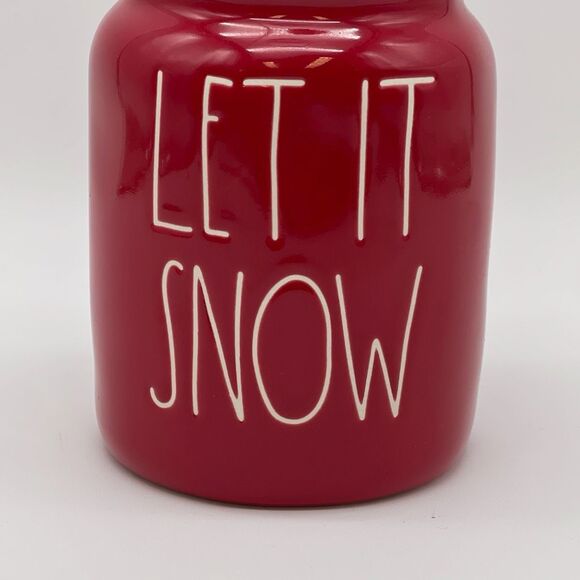 RAE DUNN Canister Let It Snow Red White Ceramic Baby Snowman Topper Christmas - Picture 2 of 14